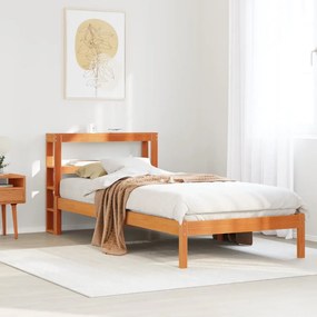 vidaXL Estrutura cama c/ cabeceira 90x200 cm pinho maciço castanho-mel