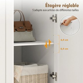 Guarda Roupa de Quarto, 120 x 50 x 176,5 cm, 4 Portas e 3 Gavetas, Branco