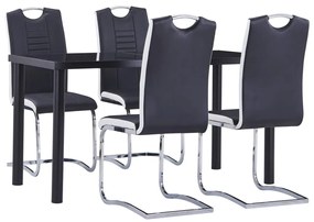 vidaXL 5 pcs conjunto de jantar couro artificial preto