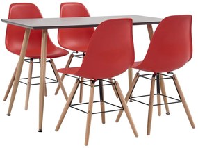 vidaXL 5 pcs conjunto de jantar plástico vermelho