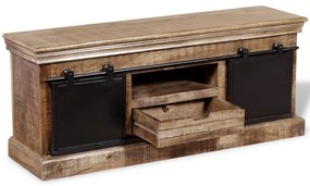 Móvel TV 2 portas deslizantes, mangueira maciça, 110x30x45 cm