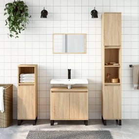 vidaXL 3 pcs conj. móveis casa banho derivados madeira carvalho sonoma