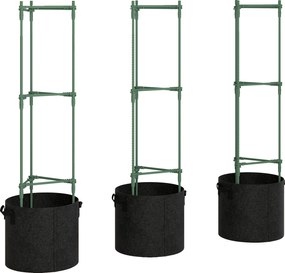 Outsunny Canteiro elevado com treliça sacos de 83,7 litros conjunto de 3 canteiros triangulares suporte para tomates 35 x 35 x 120 cm | Aosom Portugal