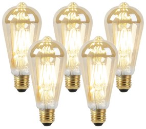 Conjunto de 5 Lâmpadas LED E27 Dim to Warm Dourado 8W 806lm 2000-2700K