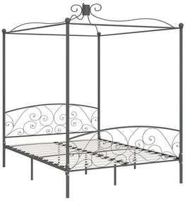 Estrutura de cama com dossel 160x200 cm metal cinzento