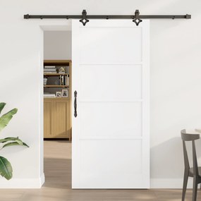 Porta Deslizante vidaXL com Conjunto de Ferragens Branca 93x202 cm Mad