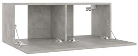 3 pcs conjunto de móveis de TV contraplacado cinzento cimento