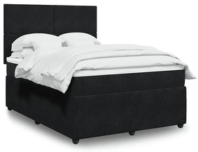 vidaXL Cama com molas/colchão 140x200 cm veludo preto