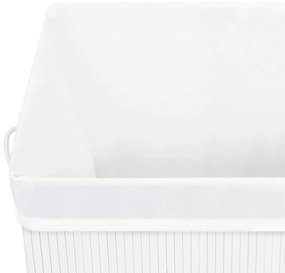 Cesto para roupa suja c/ secção única 83 L bambu branco