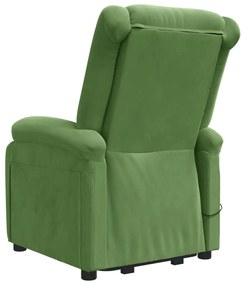 Poltrona elevatória de massagens veludo verde-claro