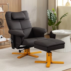 Cadeira de massagem com apoio para os pés, encosto reclinável até 135°, compartimento de arrumação, comando à distância