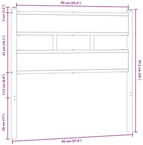 Cabeceira de cama 90 cm derivados madeira/aço carvalho castanho