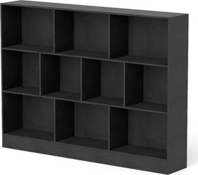 Estante com 10 cubos com armazenamento 140 x 24 x 104 cm com 3 níveis para sala de estar Quarto Preto