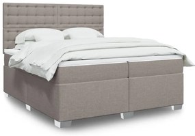 vidaXL Cama com molas/colchão 200x200 cm tecido castanho-acinzentado