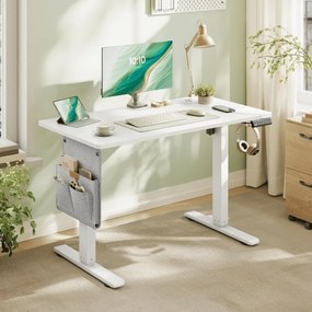 Secretária elétrica 100 x 60 x (72-120) cm com altura ajustável eletricamente,  branca