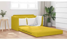 Sofá-Cama de Chão 2 em 1 Amarelo 124x204x61 cm Veludo