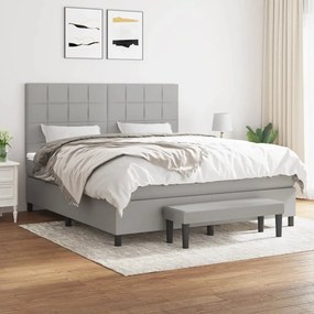 vidaXL Cama com molas/colchão 180x200 cm tecido cinzento-claro
