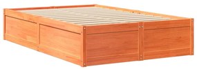 Cama com colchão 120x190 cm pinho maciço castanho-mel