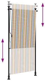 Estore de rolo exterior 100x270 cm tecido/aço amarelo e branco