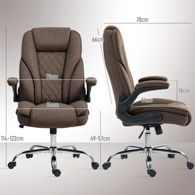Cadeira de escritório, cadeira ergonómica, altura ajustável, braços rebatíveis, 70 x 70 x 114-122 cm, castanho