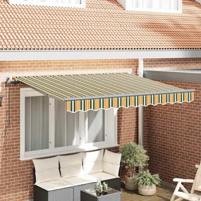 vidaXL Toldo Retrátil Manual Verde e Amarelo e Antracite