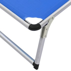 Espreguiçadeiras dobráveis c/ teto 2pcs alumínio/textilene azul