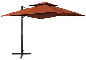vidaXL Guarda-sol jardim cantilever toldo duplo 250x250 cm terracotta