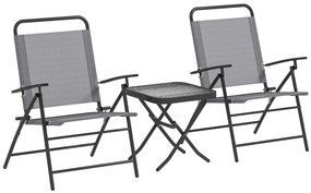 Conjunto de Mesa e Cadeiras de 3 Peças Móveis de Jardim Dobráveis com