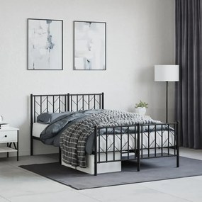 vidaXL Estrutura de cama com cabeceira e pés 120x190 cm metal preto