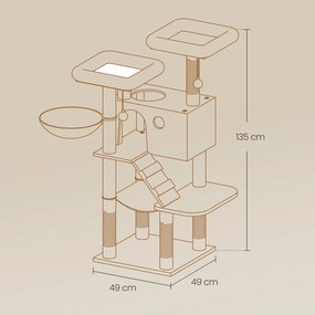 Arranhador para gatos com revestimento macio 49 x 49 x 135 cm Cinza