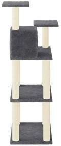 Árvore p/ gatos postes arranhadores sisal 118,5 cm cinza-escuro