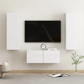 vidaXL 3 pcs conjunto móveis de TV derivados madeira branco brilhante