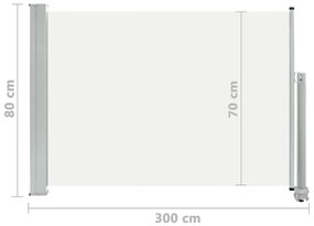 Toldo lateral retrátil para pátio 80x300 cm creme