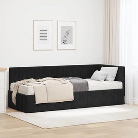 vidaXL Estrutura de Cama de Canto com Colchão 2 pcs Preto Veludo