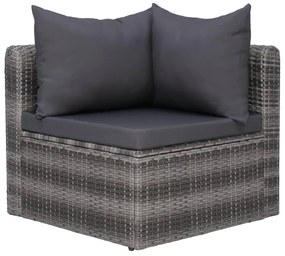 8 pcs conjunto lounge de jardim c/ almofadões vime PE cinzento