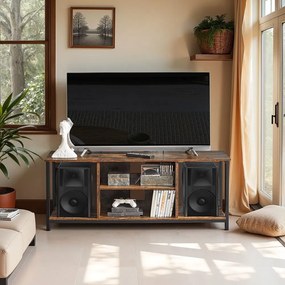 Móvel para TV com compartimentos abertos 40 x 120 x 50 cm castanho vintage-preto