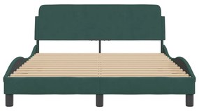 Estrutura de cama c/ cabeceira 120x200 cm veludo verde-escuro