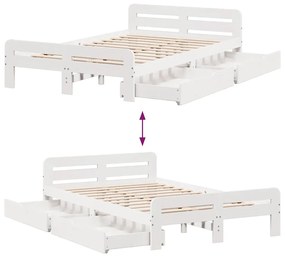 Cama sem colchão 120x190 cm madeira de pinho maciça branco