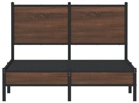 Estrutura de cama sem colchão 120x190cm metal carvalho castanho