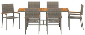 Conjunto de Jantar para Jardim vidaXL 7 Peças Cinza Poli Rattan