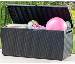 Caixa de arrumação para jardim Capri de 310L com rodas 123 x 53 x 58 cm Antracite