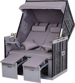 Outsunny Cadeira de praia tipo Strandkorb para 2 pessoas com encosto reclinável Cinza 118 x 79 x 150cm | Aosom Portugal