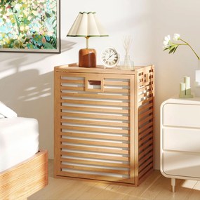 Cesto para Roupa Suja, 50 x 35 x 64 cm, Abertura Frontal, Cor Nogueira