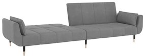Sofá-cama 2 lugares com duas almofadas veludo cinzento-claro
