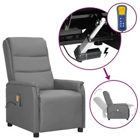 vidaXL Poltrona de massagens elevatória couro artificial cinzento