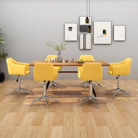 vidaXL Cadeiras de jantar giratórias 6 pcs tecido amarelo
