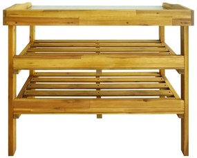 Mesa jardinagem c/ 2 prateleiras madeira acácia maciça e zinco