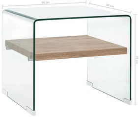 Mesa de centro 50x50x45 cm vidro temperado transparente
