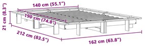 Cama sem colchão 140x190 cm madeira de pinho maciça