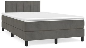 vidaXL Cama boxspring com colchão 120x190 cm veludo cinzento-escuro